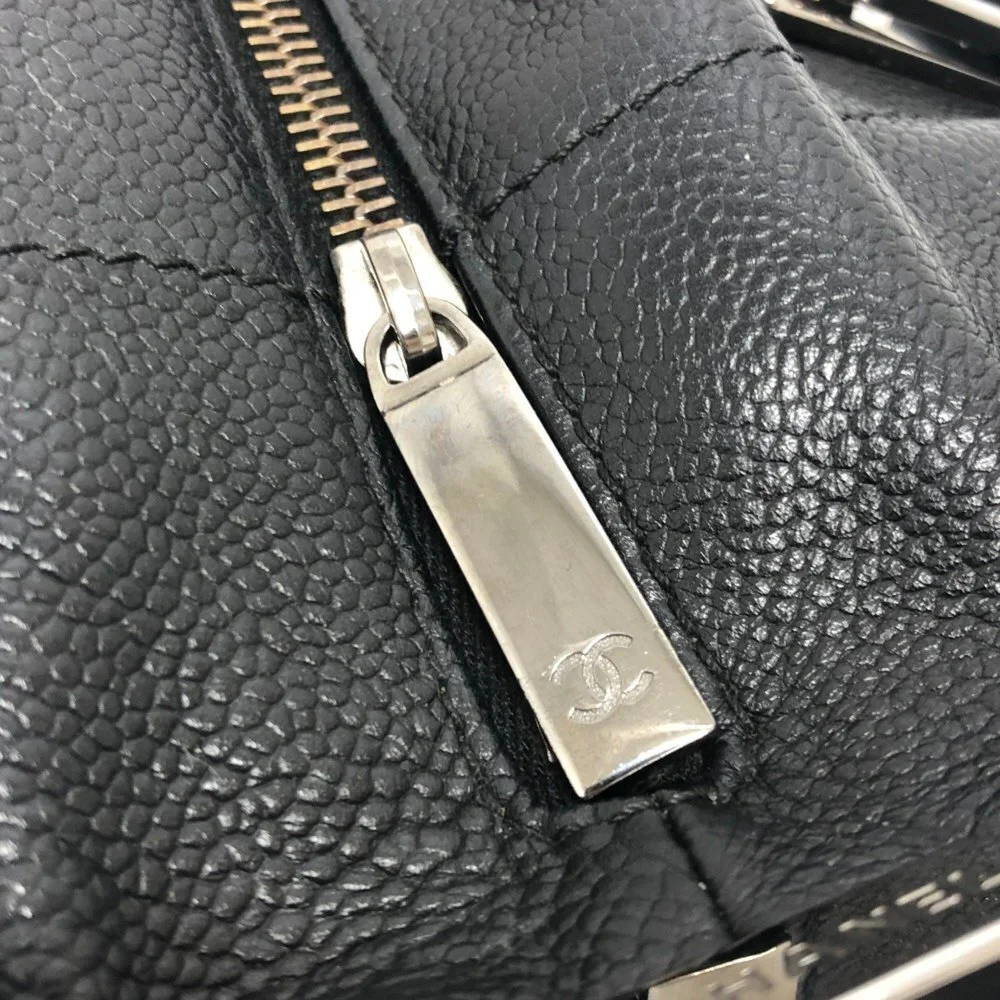 CHANEL Black Caviar Leather Boston Bag